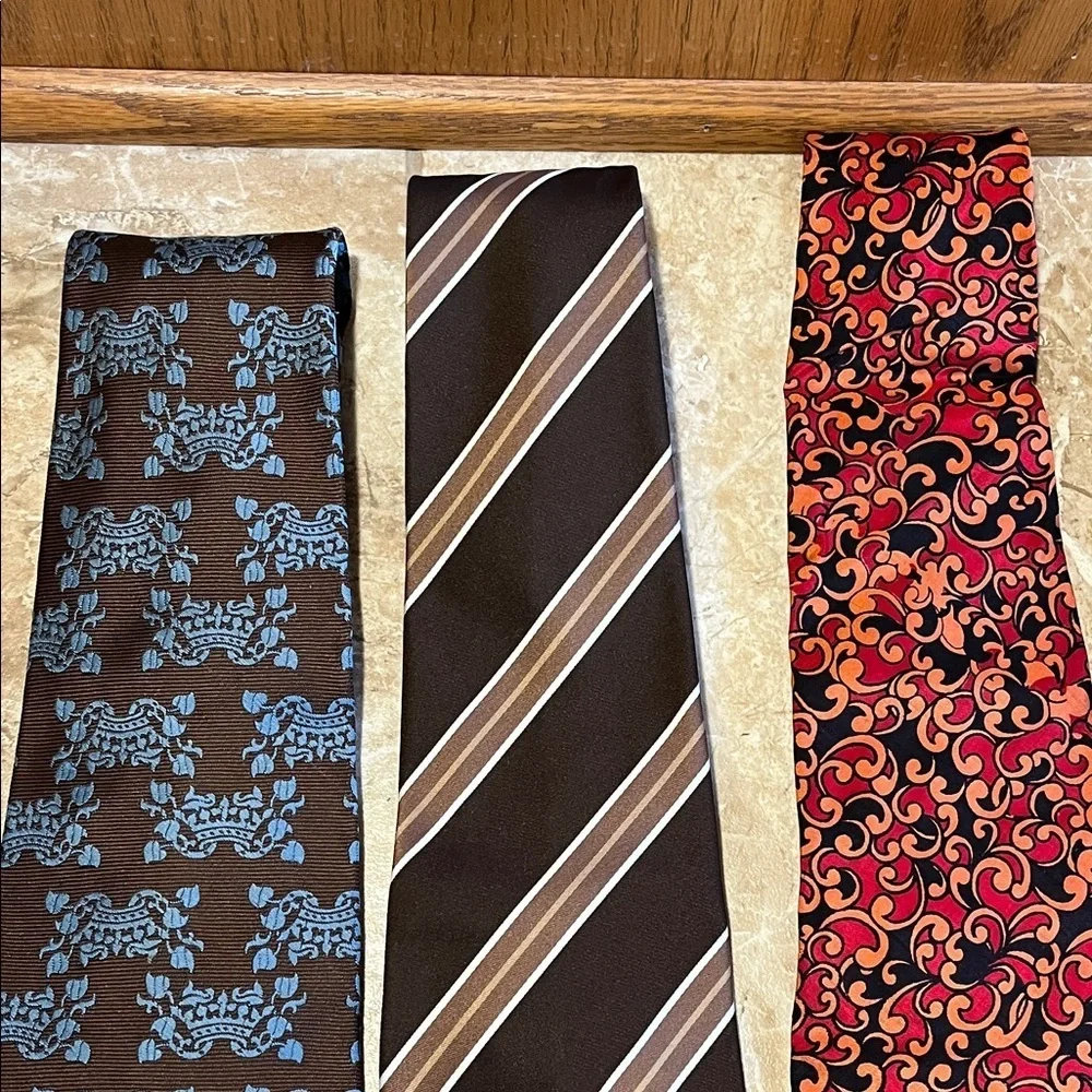 Vintage 70s Men's Tie Collection - Brown, Blue, Orange, Red Colorways - Set of 4